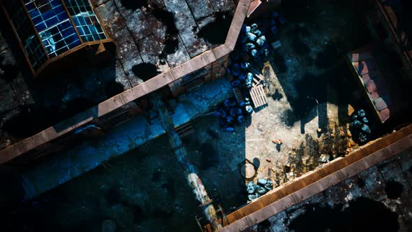 Aerial View of Abandoned Old Factory alt