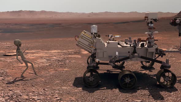Martian, Alien, Sneaks Behind Mars Rover Perseverance or Curiosity alt