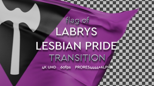 Flag of Labrys Lesbian Pride transition | UHD | 60fps