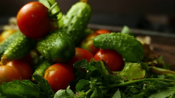 Cherry and Cucumbers with Green Lettuce