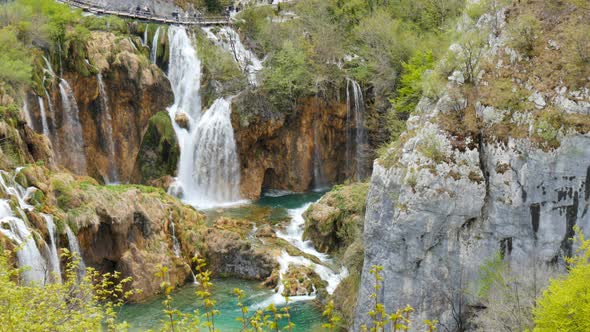 Plitvice Lakes National Park North Dalmatia the Cascades Flow Down to Lower Lake