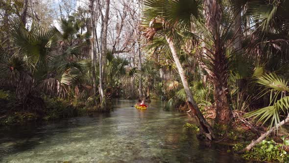Kayakers navigate the pristine waters at Kings Landing in Florida alt