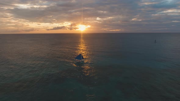 Sailing Yacht at Sunset