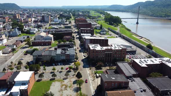 Bonnyfiddle Historic District in Portsmouth, Ohio,  Aerial drone