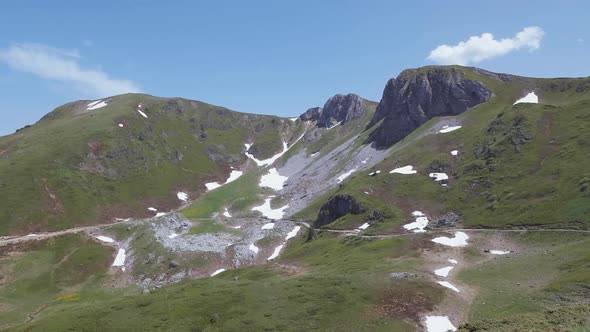 Kolasin mountains in spring in Montenegro. Travel, vacation and hiking