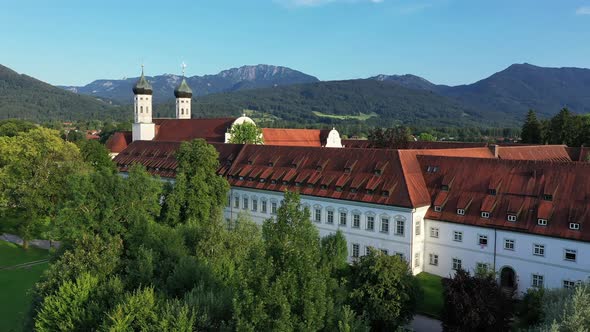 Aerial of Benediktbeuern Abbey, Upper Bavaria, Germany