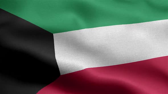 Kuwait Flag Seamless Closeup Waving Animation