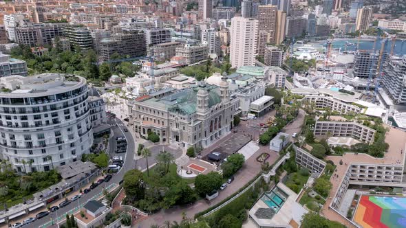 Aerial view of Monte Carlo Casino in Monaco, Cote d'Azur (Azure Coast)