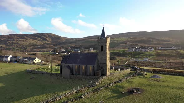 Aerial View of the Church of Ireland in Glencolumbkille  Republic of Ireland