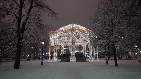 New Year's Lighting on the City Streets Light Decorations in the New Year Holiday Views of the