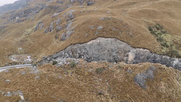 Road crossing el cajas national park at the ecuatorian andes 4000 mts from Cuenca to Guayaquil.