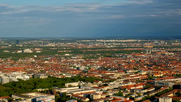 Aerial View of Munich in Bavaria, Germany