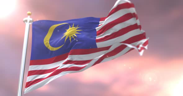 Flag of Malaysia at Sunset