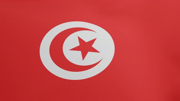 National Flag of Tunisia Waving Original Colors 3D Render Republic of Tunisia Flag Textile Designed