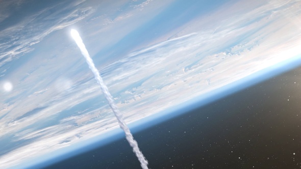 Asteroid Meteor burns in atmosphere Earth, Realistic vision