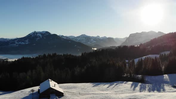 amazing winter landscape in Bregenzerwald, Vorararlberg, Austria.