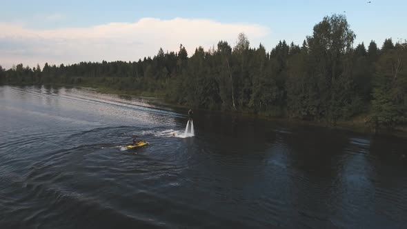 Fly Board Rider on the River