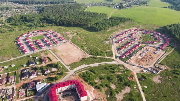 New Modern Townhouses in the Suburbs Aerial View