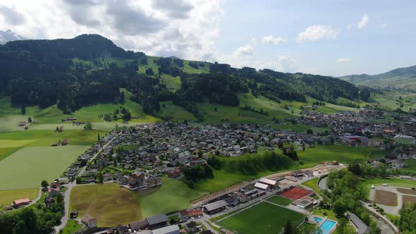 Aerial view of Appenzell village in Switzerland, Europe