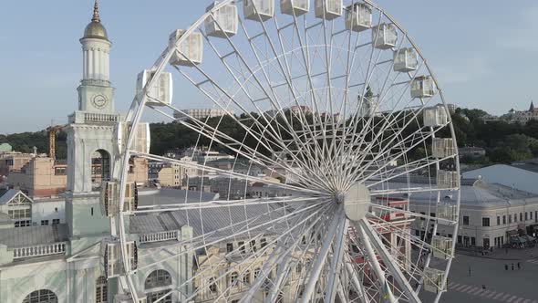 View of Kyiv From Above. Ukraine. Aerial View, Gray, Flat