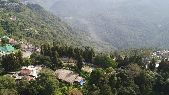 Gangtok city in Sikkim in India seen from the sky