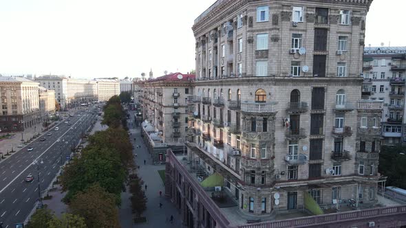 Kyiv Cityscape, Ukraine. Aerial View, Kiev. Slow Motion