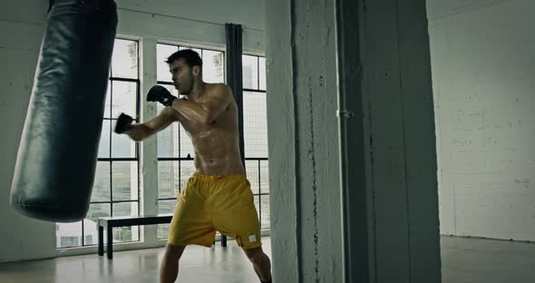 Athletic Male Boxing Slow Motion