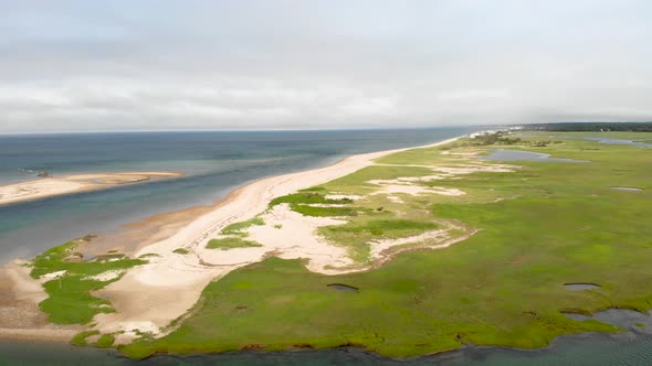 Cape Cod Aerial Drone Footage Bay Side Heading Towards Springhill Beach.