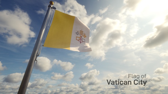 Vatican City Flag on a Flagpole