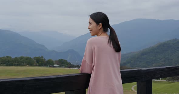 Woman enjoy the view at countryside