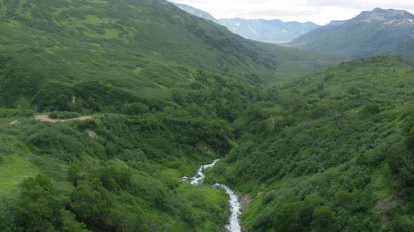 The Calm Waterfall on Kamchatka Peninsula Russia