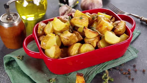 Slices of fried or baked potato wedges