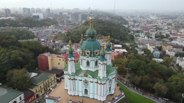 St. Andrew's Church in Kyiv. Ukrane. Slow Motion, Kiev