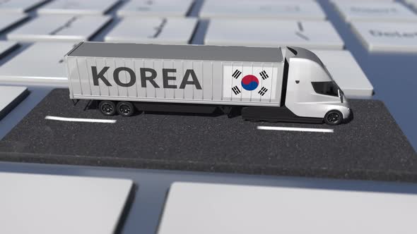 Truck with Flag of Korea Moves on the Keyboard Key alt