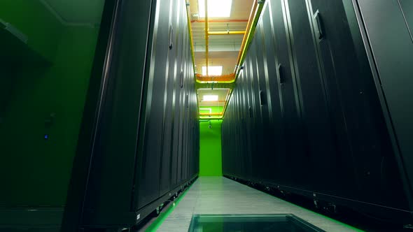 Racks with Computer at Data Center.