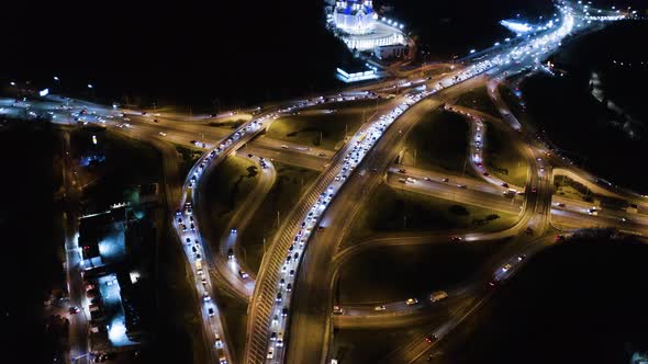 Busy Downtown Route Development City Highway Junction Overview. 