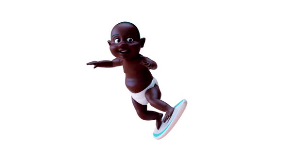 Fun 3D cartoon baby surfing