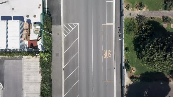 AERIAL MS Empty street amid Coronavirus pandemic / Florence, Tuscany, Italy