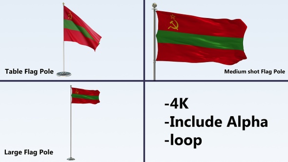 Transnistria Flag Pole Pack 4k-Loop