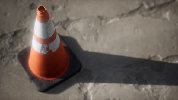 Orange and White Striped Traffic Cone