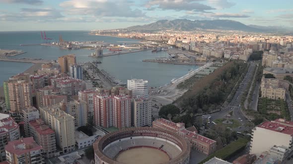 Aerial view of Malaga city