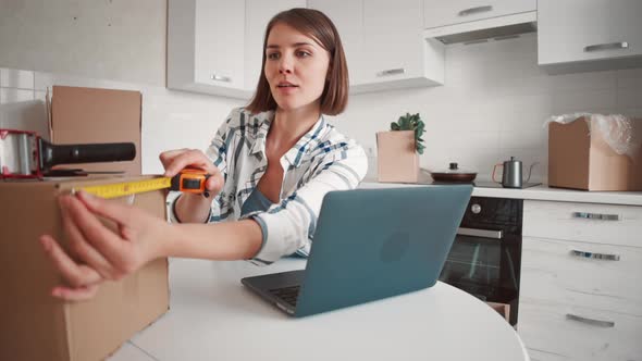 Caucasian Woman Move Out Apartment