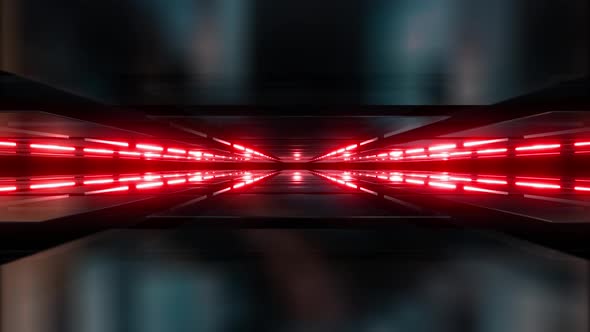 4K Red Neon Glossy Corridor