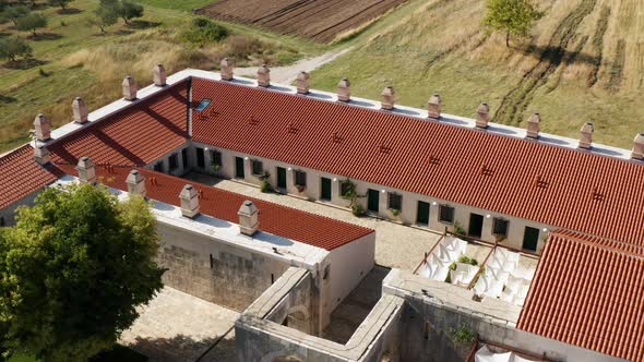 Heritage Hotel Maskovica Han With Red Tiled Roof Near Vransko, Croatia. - aerial