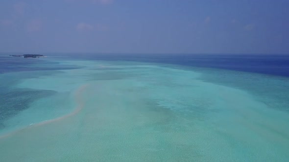 Aerial drone scenery of tropical lagoon beach by sea and sand background