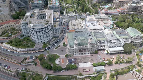 Aerial shot of Monte Carlo Casino in Monaco, Cote d'Azur (Azure Coast)