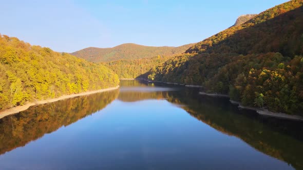 Aerial view of Ruzin water reservoir in Slovakia