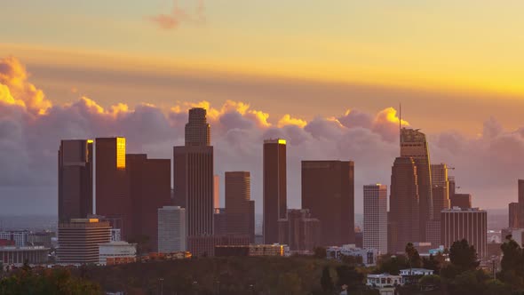 Time Lapse of Clouds Moving Behind the Los Angeles Skyline