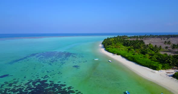 Natural aerial abstract view of a sunshine white sandy paradise beach and aqua turquoise water background