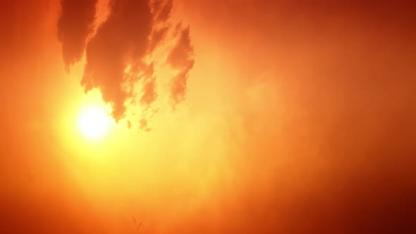 Vertical Footage Time Lapse Sky Orange Golden with Twilight